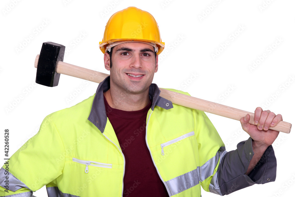 Worker with a sledgehammer Worker with a sledgehammer