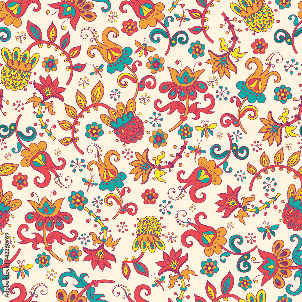 Fantasy floral seamless pattern