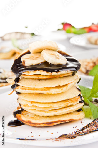 Sweet pancakes with molten chocolate