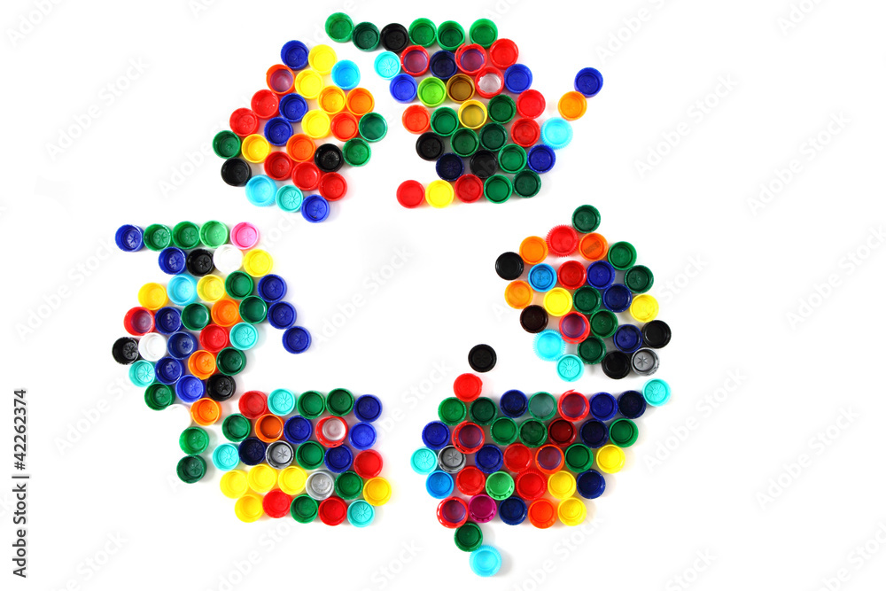 symbol recycle from color plastic caps