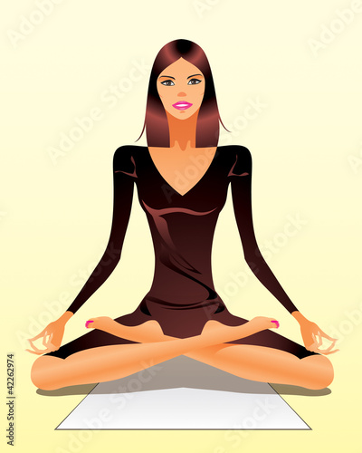 Woman exercising yoga meditation photo