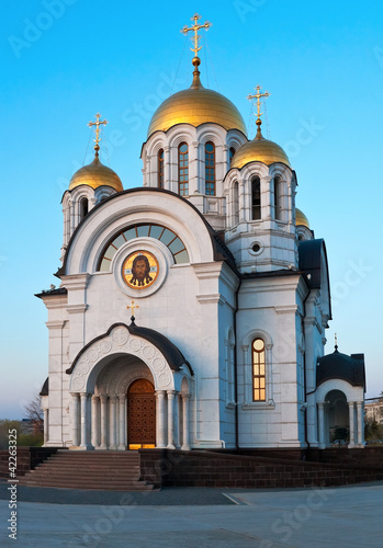 Temple of the Martyr St. George in the city of Samara in the sun