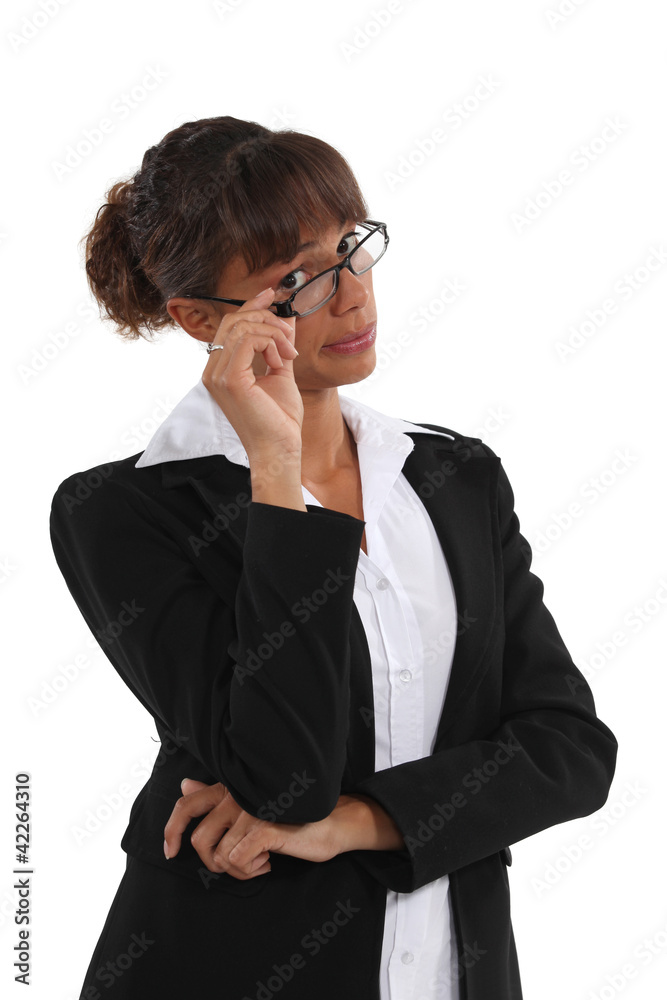 Businesswoman with unimpressed look on face Businesswoman with unimpressed look on face