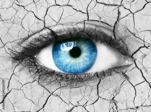 Global warming conceptual image with blue eye