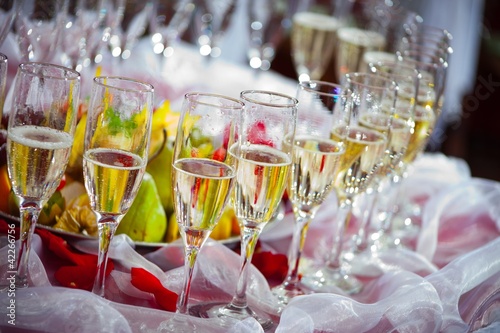 glasses of champagne on festive table