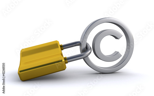 copyright sign and padlock