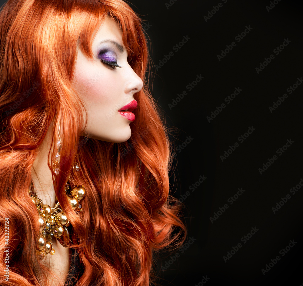 Red Haired Girl Portrait over Black Red Haired Girl Portrait over Black