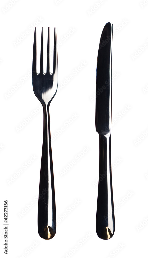 Stainless knife and fork isolated Stainless knife and fork isolated