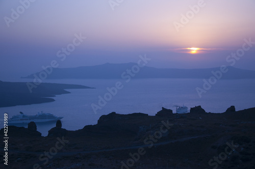 Sunset over the Calder at Santorini Greece