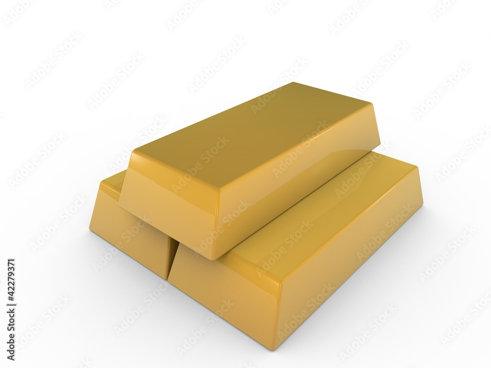 Gold bar on white background 999.9