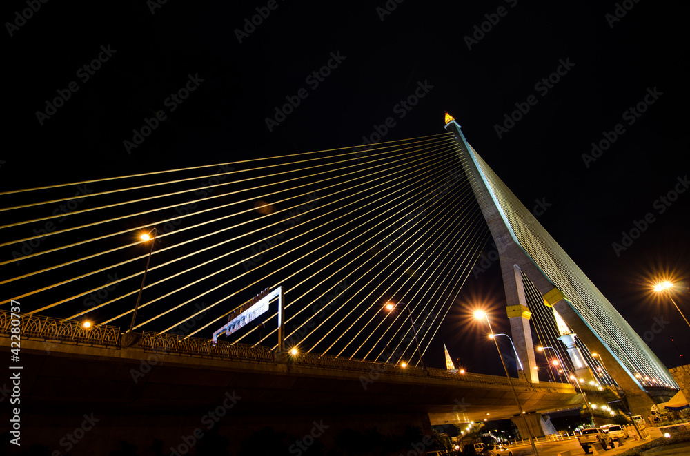 Obraz premium night scene in Rama8 bridge,Bangkok,Thailand