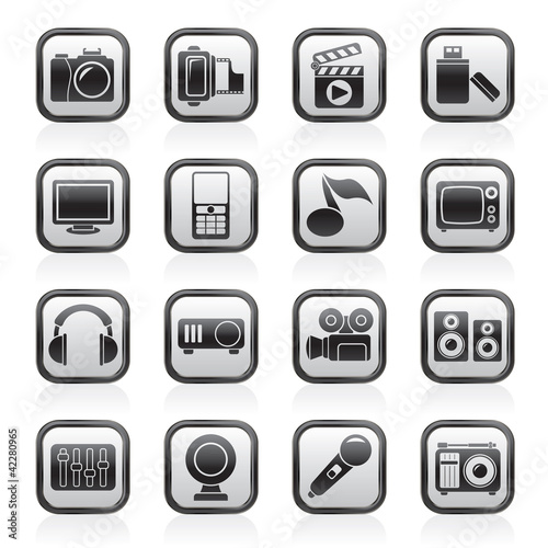 multimedia and technology icons - vector icon set