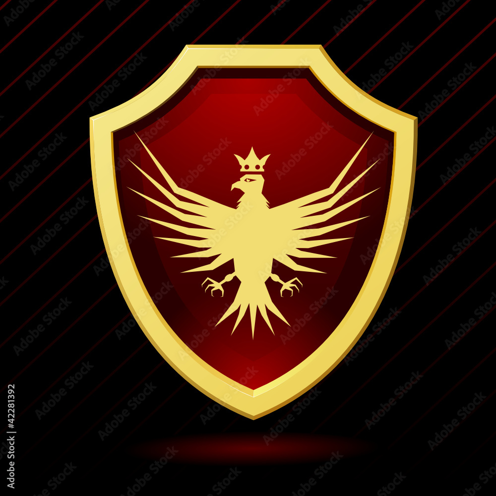 Vector illustration of a red shield with an eagle and a crown Vector illustration of a red shield with an eagle and a crown