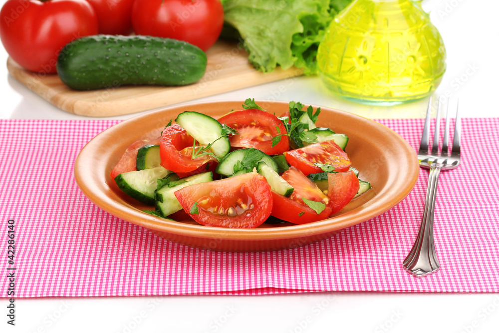 Fresh salad with tomatoes and cucumbers Fresh salad with tomatoes and cucumbers