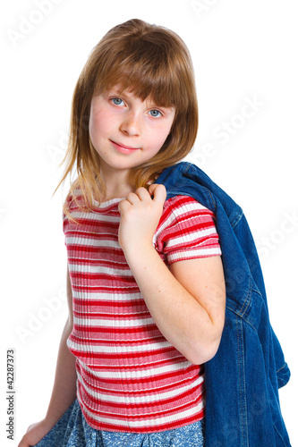 Young model in colorful dress