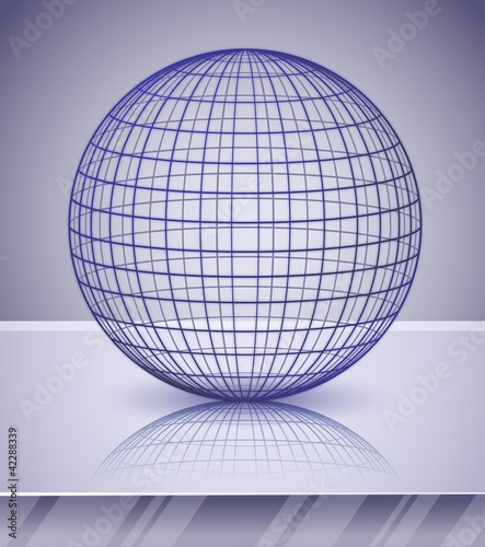 3d sphere over shiny background