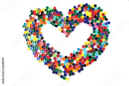 heart from the color plastic caps