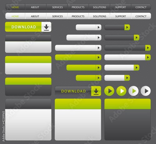 Green and grey web design elements.