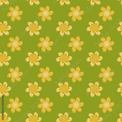 Seamless green background with yellow flowers