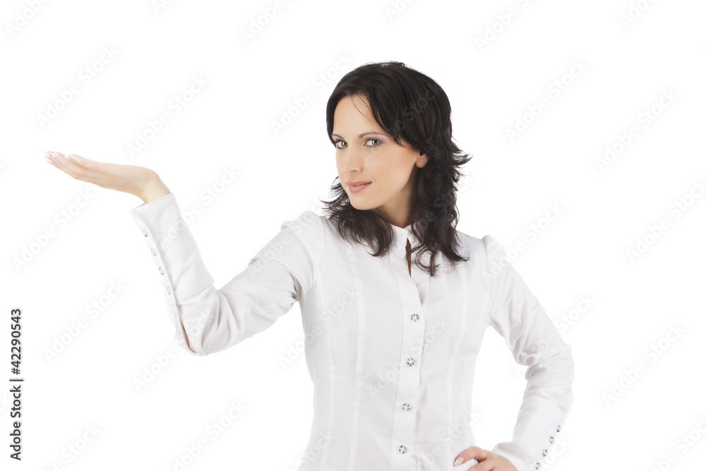 portrait of a woman showing with a light smile portrait of a woman showing with a light smile