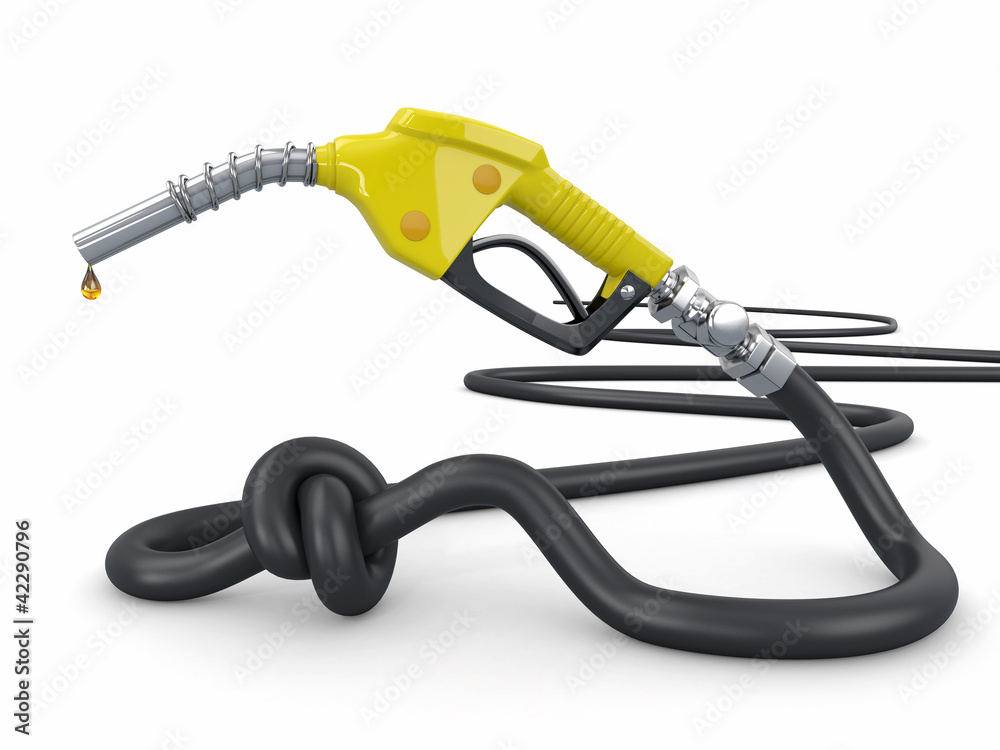 Energy crisis. Gas pump nozzle tied in a knot. Energy crisis. Gas pump nozzle tied in a knot.