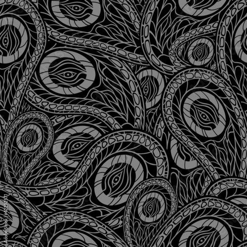 Black seamless pattern with paisley. Vector illustration. © incomible