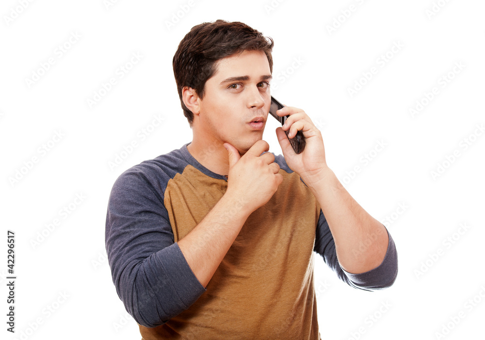 Surprised man with mobile phone. Surprised man with mobile phone.