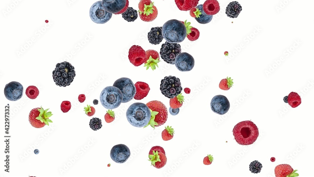 Falling mixed berries shaping a heart Falling mixed berries shaping a heart