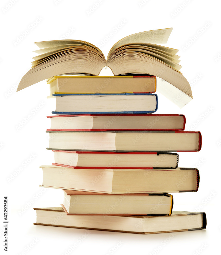 Fototapeta premium Stack of books isolated on white background