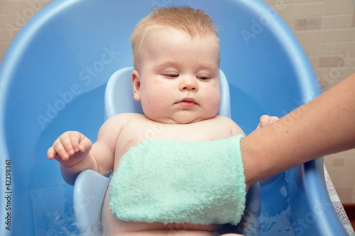 Bathing a young child