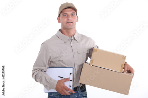 Courier delivering packages photo