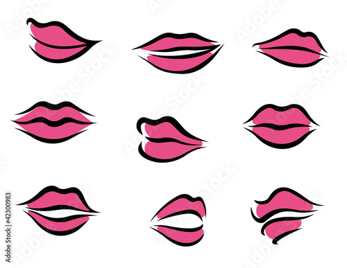 Woman lips in cartoon style