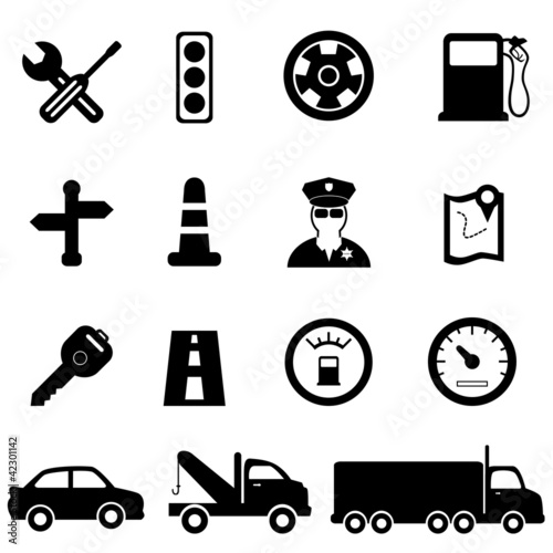 Driving and traffic icons