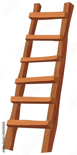 An illustration of a wooden ladder on white photo