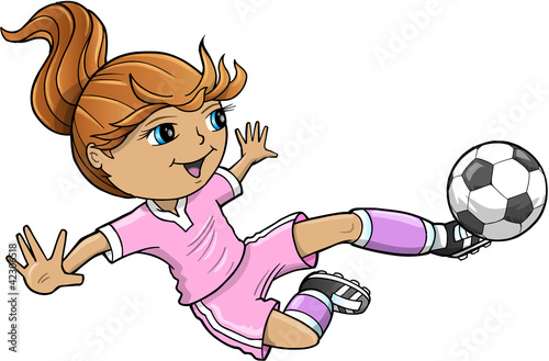 Sports Summer Soccer Girl Vector Illustration