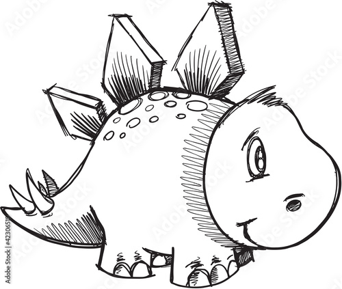 Stegosaurus Dinosaur Sketch doodle Vector
