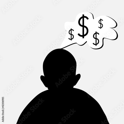 The man thinks about money. the concept of a business plan.