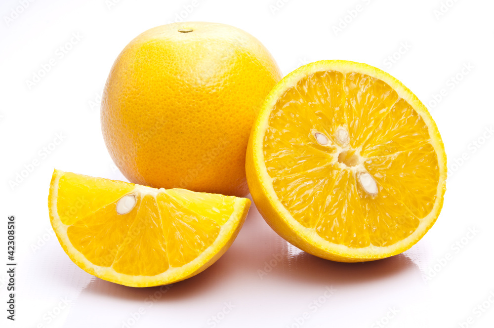 Isolated Orange Full And Sliced Isolated Orange Full And Sliced