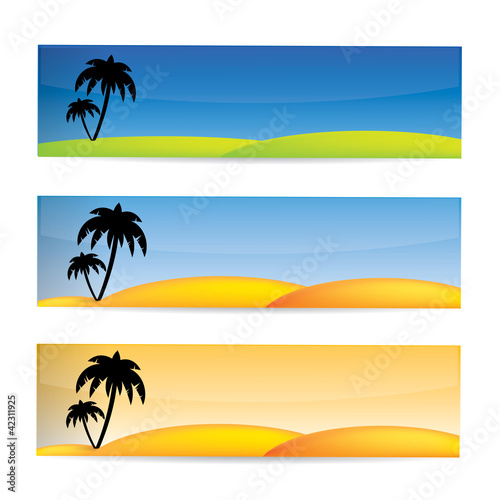 Tropical, summer banner set