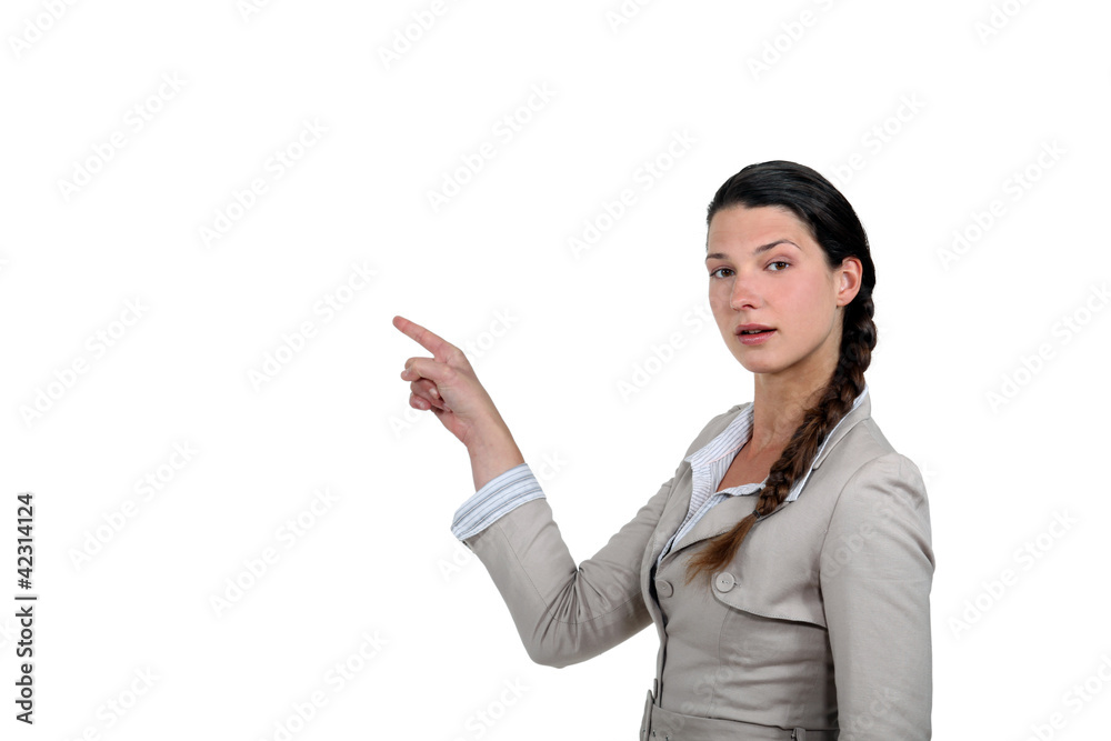 Brunette pointing Brunette pointing
