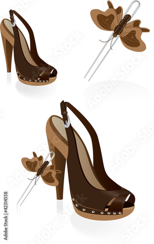Shoe and Butterfly Hairpin