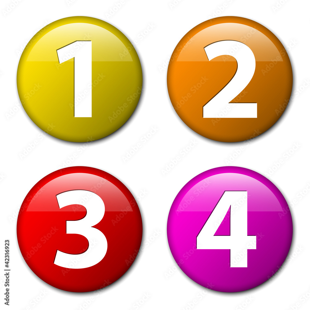 One two three four - vector badges with numbers One two three four - vector badges with numbers