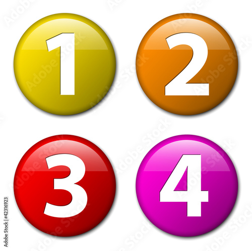 One two three four - vector badges with numbers