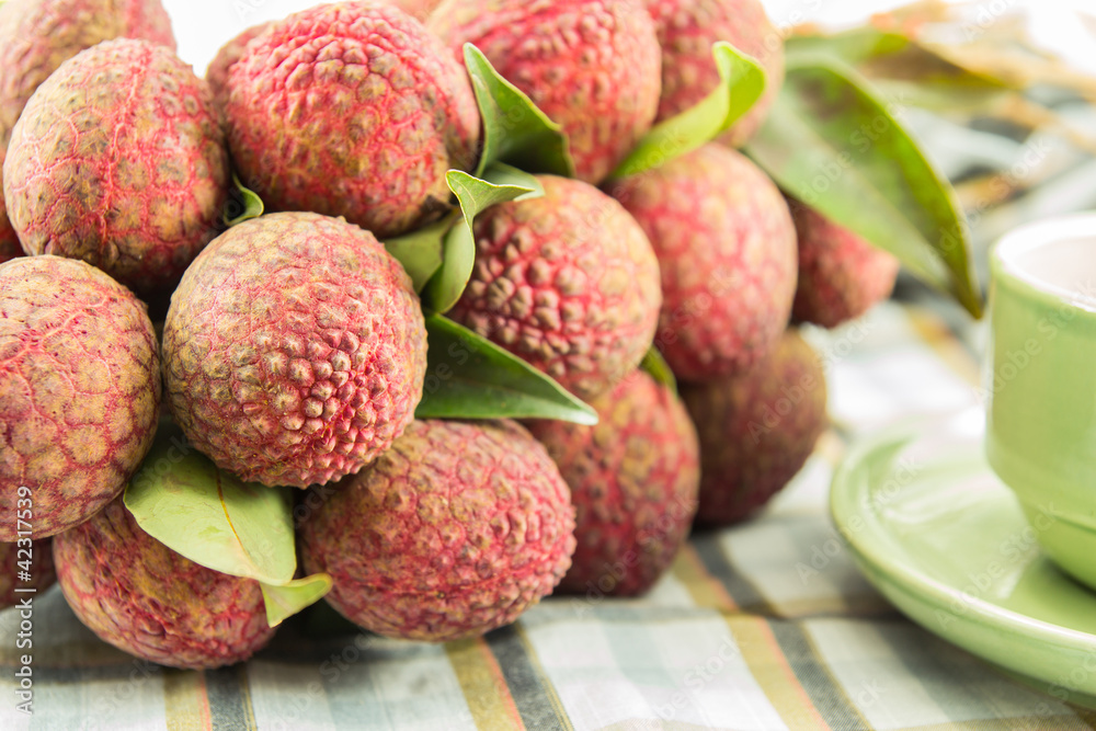 lychee on table lychee on table