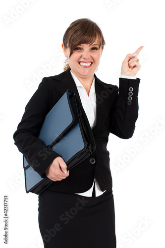 Tableau sur toile Angry businesswoman with briefcase