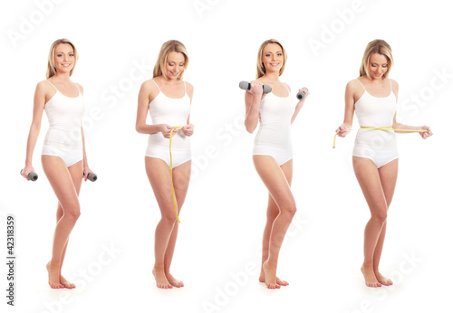 Wallpaper Mural Four young and fit women posing in white lingerie Torontodigital.ca