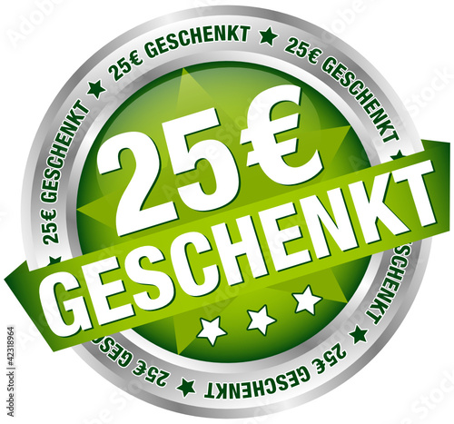 Button Banner "25 € geschenkt" grün/silber