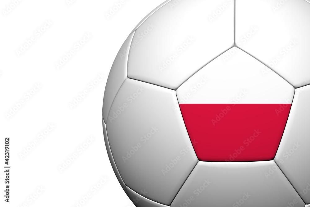 Fototapeta premium Poland Flag Pattern 3d rendering of a soccer ball