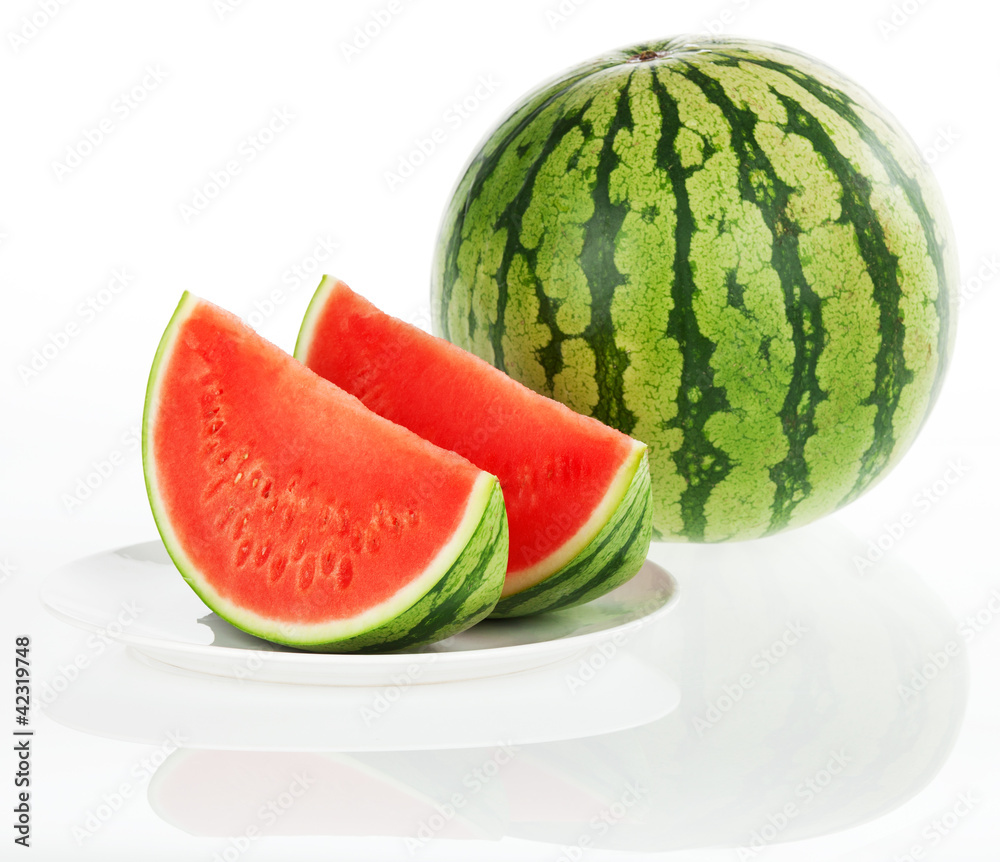 Watermelon with reflection isolated on white background Watermelon with reflection isolated on white background