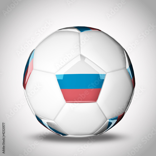 3d rendering of a soccer ball with national flags.Russia